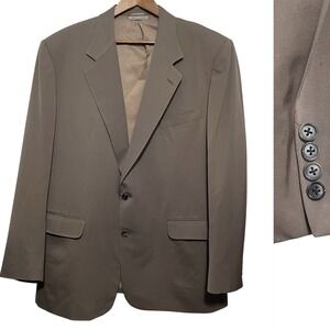 Belvest Super‎ 100s Worsted Wool Sport Coat Blazer Suit Brown Preppy Italy 48